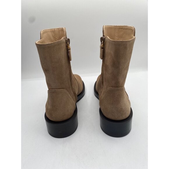 Stuart Weitzman Womens Khaki 5050 Bold Zip Bite Suede Block Heel Ankle Boots NWB